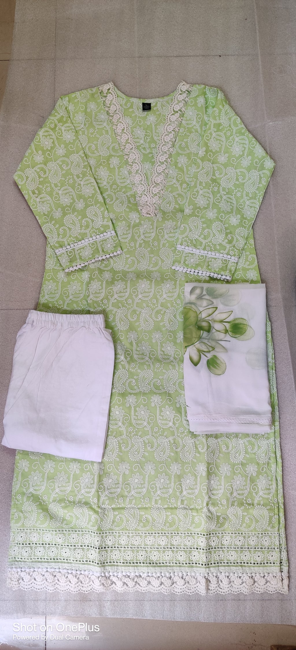 Cotton fully embroidered kurti suits with bottom and dupatta