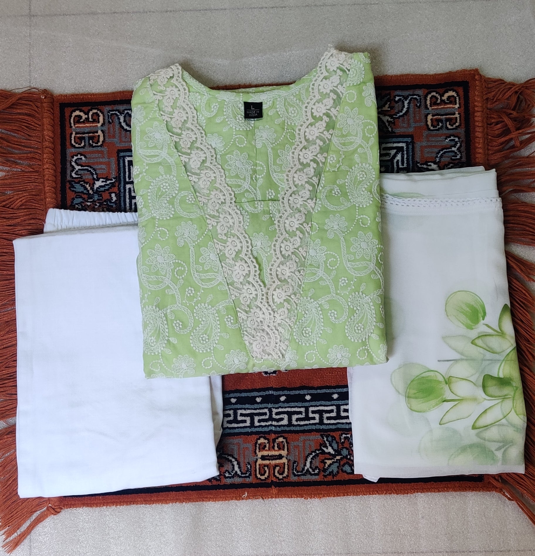 Cotton fully embroidered kurti suits with bottom and dupatta