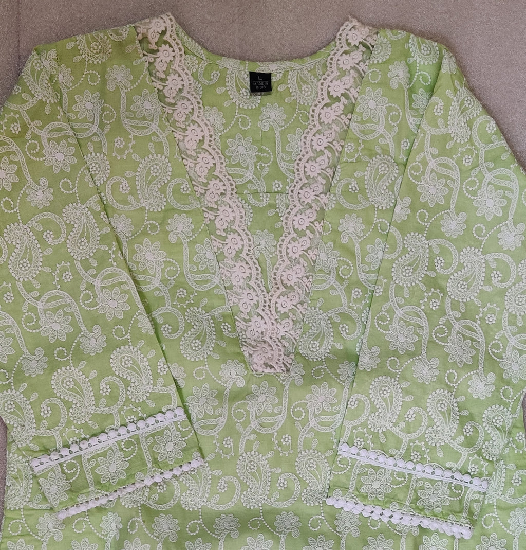 Cotton fully embroidered kurti suits with bottom and dupatta