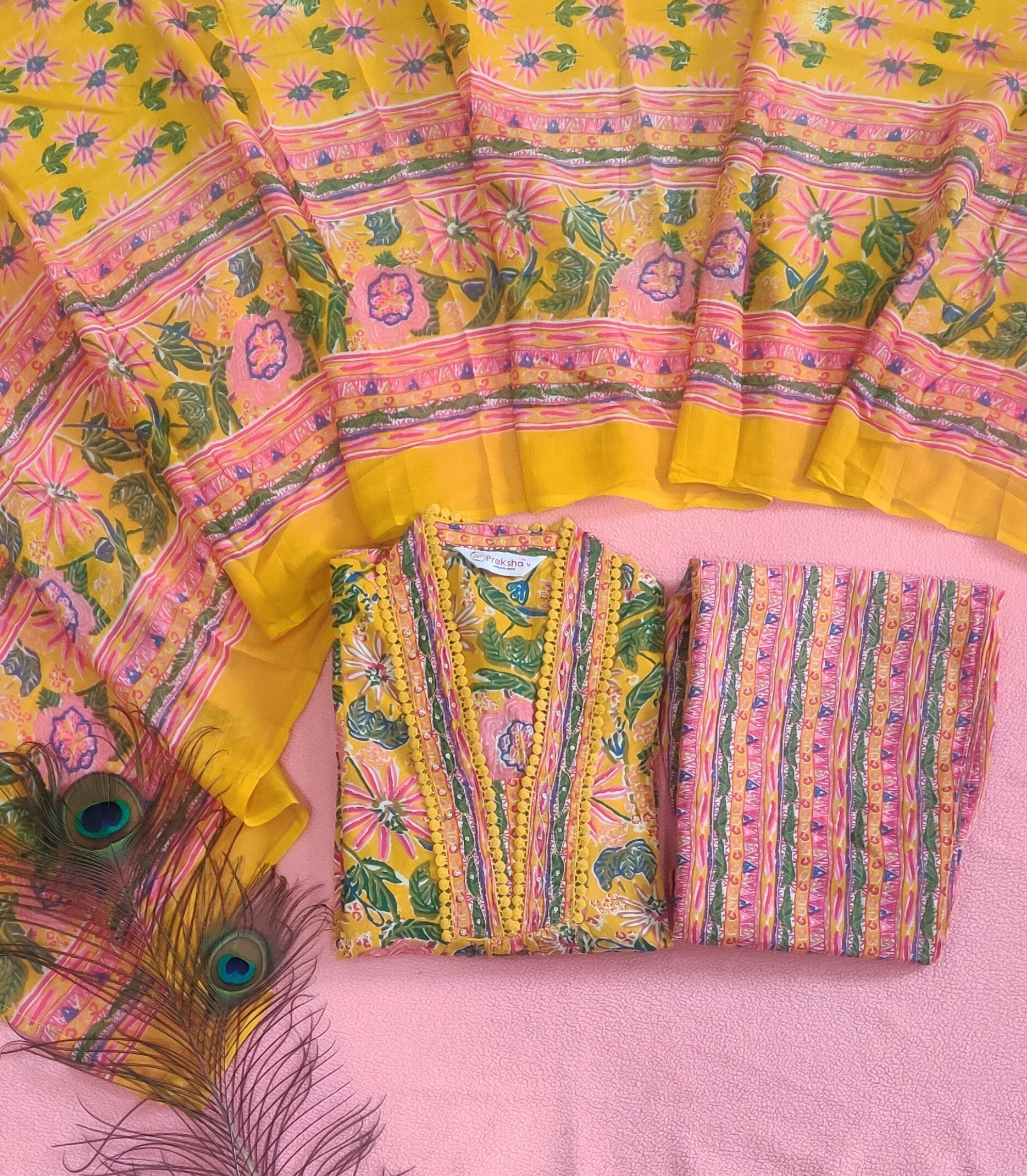 Pure cotton A-line kurta set