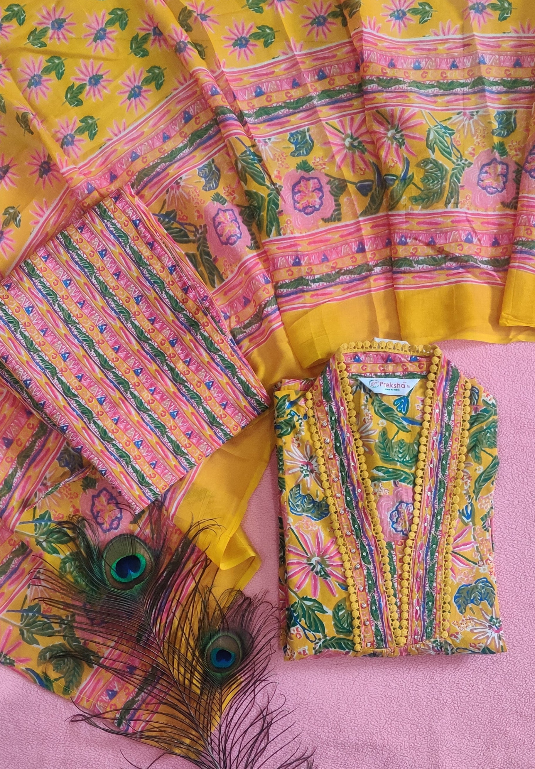 Pure cotton A-line kurta set