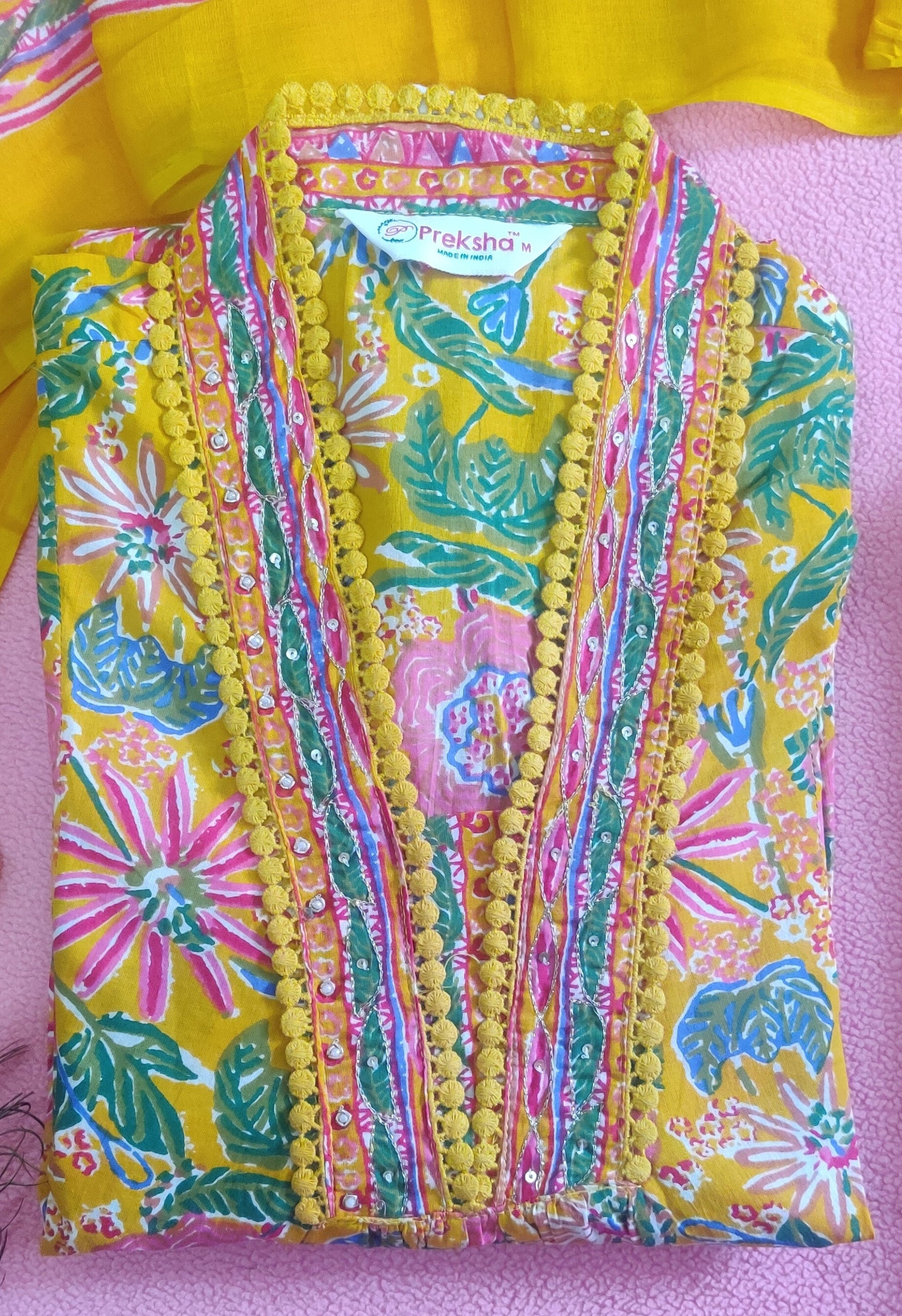 Pure cotton A-line kurta set